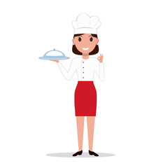 Vector illustration cartoon chef cook woman