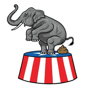 American Republican Party GOP Elephant Vector Cartoon Illustration