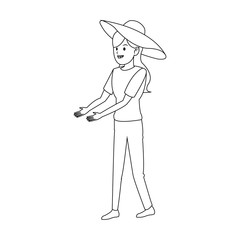 woman with a hat over white background. vector illustration