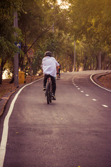 Obraz premium Cycling in the park , vintage filter