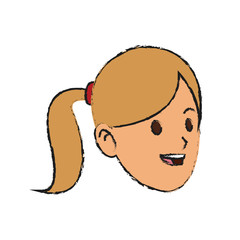 happy Woman face cartoon icon over white background. colorful design. vector illustration