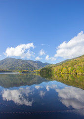 Fototapeta na wymiar Crystal clear water at Lake Yunoko,Nikko,Tochigi,Japan.