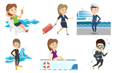 Vector set of traveling people.