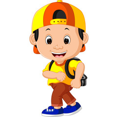 Cute boy go to school