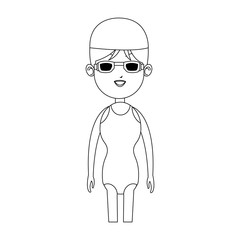 girl with swimming sport equipment over white background. vector illustration