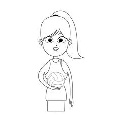 girl with volleyball sport equipment over white background. vector illustration