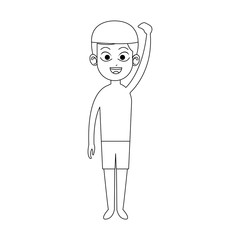 boy with swimming sport equipment over white background. vector illustration