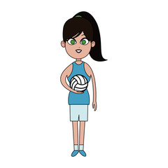 girl with volleyball sport equipment over white background. colorful design. vector illustration