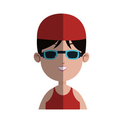 girl with swimming sport equipment over white background. colorful design. vector illustration