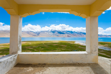 Fototapeta na wymiar Ladakh Tso Moriri Lake Balcony Viewpoint Framed