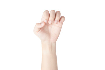 Obraz premium Acute pain in a woman finger isolated on white background. Clipping path on white background.