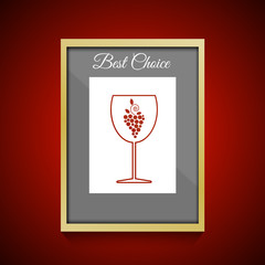 Wall with frame wine best choice vector eps 10