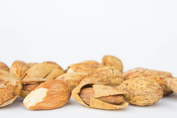 Almond nuts to stay healthy for the body. almond on white background