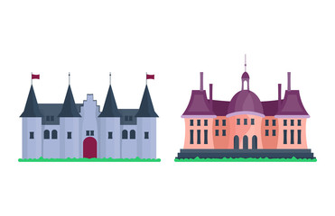 Cartoon castle architecture vector illustration