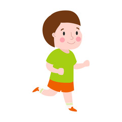 Beautiful cartoon boy running fashion look male character standing over white background and modern sporty beauty summer cloth vector illustration.