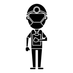 doctor professional surgery mask hat clipboard pictogram vector illustration eps 10