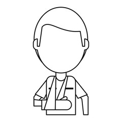 people patient broken arm thin line vector illustration eps 10
