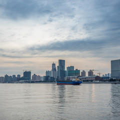 Fototapeta premium landmarks of Shanghai along Huangpu river in China.