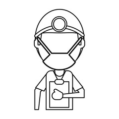 doctor professional surgery mask hat clipboard thin line vector illustration eps 10