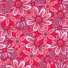 Vector flower seamless pattern. Doodle style. The background for posters, cards and fabric.