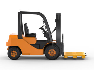 forklift truck with yellow pallet