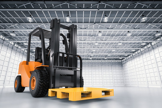 forklift truck with yellow pallet