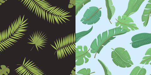 Fototapeta na wymiar Seamless pattern with banana leaves vector illustration.