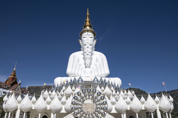Big White Buddha statue Religion temple in Thailand.