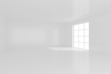 White empty interior with window. 3d rendering