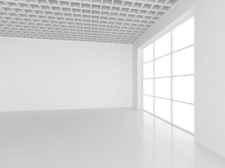 Naklejka na ściany i meble Empty white room interior office. 3d rendering.
