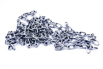 Silver chain on white background