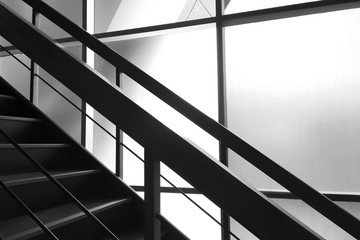 Fototapeta premium The Beauty Black and White photography of Geometry Line in Interior Architecture Staircase Design.