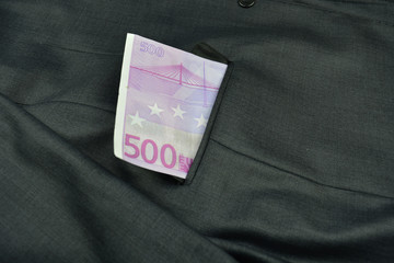 Euro banknote in the pocket