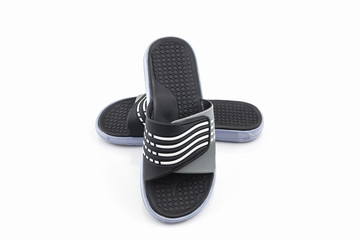 Sandals shoes. Black color flip flops.