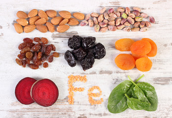 Ingredients and products containing iron and dietary fiber, healthy nutrition