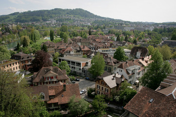 Fototapeta na wymiar Street view on the old town of Bern, Switzerland