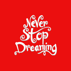 Fototapeta premium : Never stop dreaming Inspirational text motivational poster.