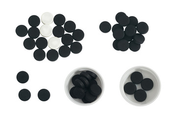 Black Activated Charcoal and White Chloramphenicol Tablets