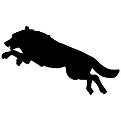 Black and white vector silhouette illustration of a wolf 