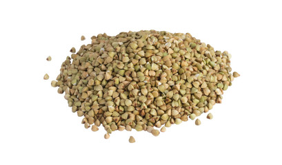 Heap of Dry Green Buckwheat Grain Isolated
