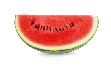 half a slice of delicious ripe watermelon isolated on white background
