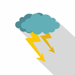 Cloud storm icon, flat style