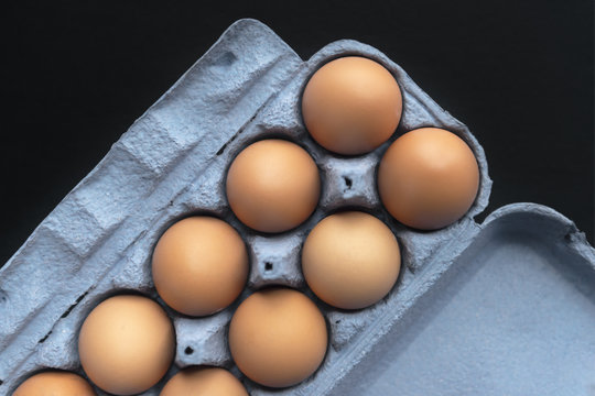 Eggs dozen in a cardboard package