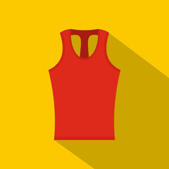 Red sleeveless shirt icon, flat style