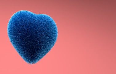 3d render hairy heart on a red background