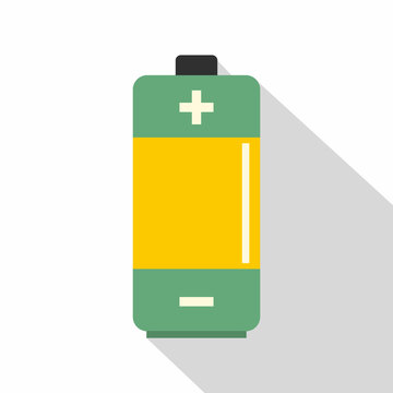 AA Alkaline battery icon, flat style