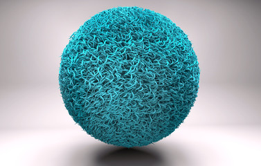 3d render of a blue molecule on a gray background
