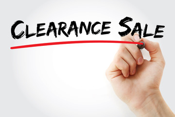 Hand writing Clearance sale with marker, concept background