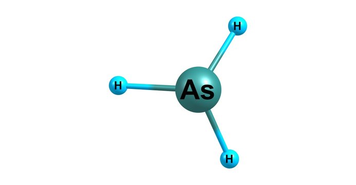 Arsine molecular structure isolated on white