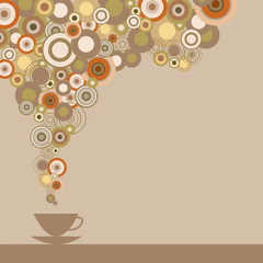 The poster with a picture of a cup of coffee